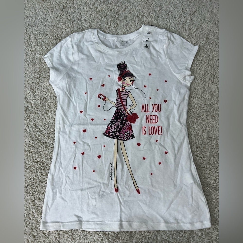 Girls Large Children’s Place White Graphic Tee NWT